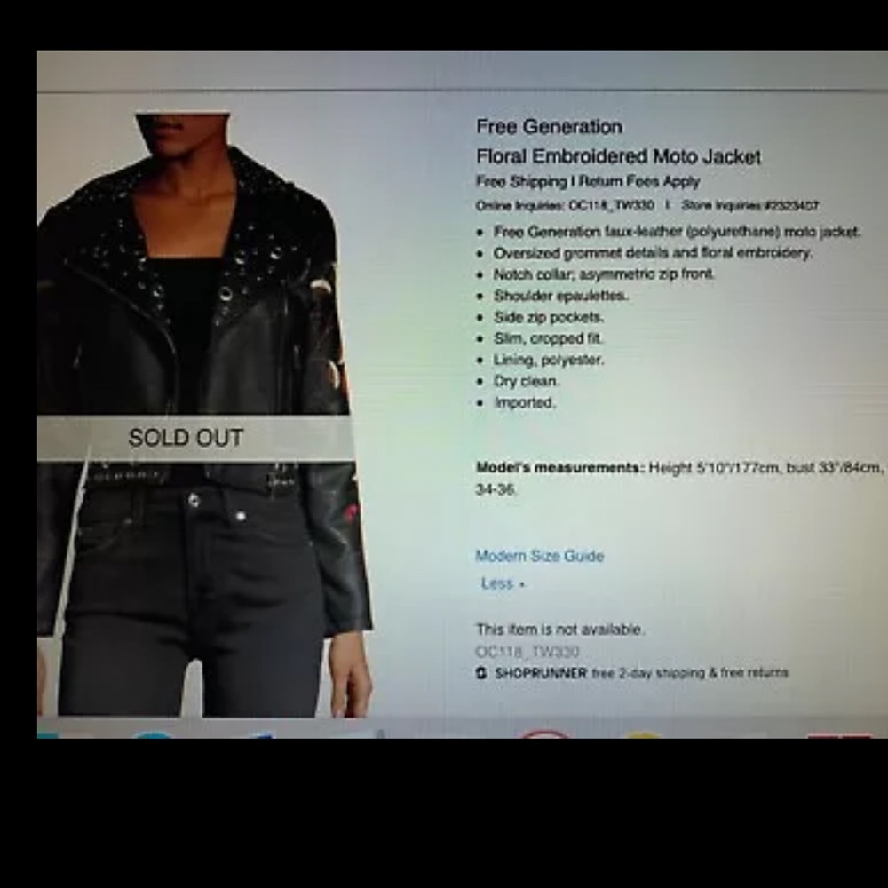 Free Generation Floral Embroidered Moto Jacket - Picture 5 of 9